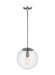 Visual Comfort Studio Canada - One Light Pendant - Leo - Hanging Globe - Satin Aluminum- Union Lighting Luminaires Decor