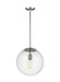 Visual Comfort Studio Canada - One Light Pendant - Leo - Hanging Globe - Satin Aluminum- Union Lighting Luminaires Decor