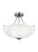 Generation Lighting Canada - Three Light Semi-Flush Convertible Pendant - Geary - Brushed Nickel- Union Lighting Luminaires Decor