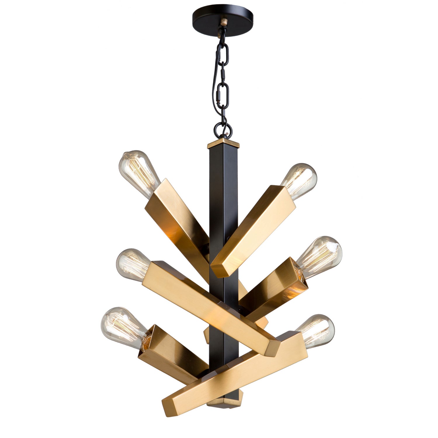 Artcraft Canada - Six Light Chandelier - Olympia - Black & Satin Brass- Union Lighting Luminaires Decor