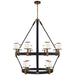 Ralph Lauren Canada - 12 Light Chandelier - Riley - Natural Brass and Navy Leather- Union Lighting Luminaires Decor