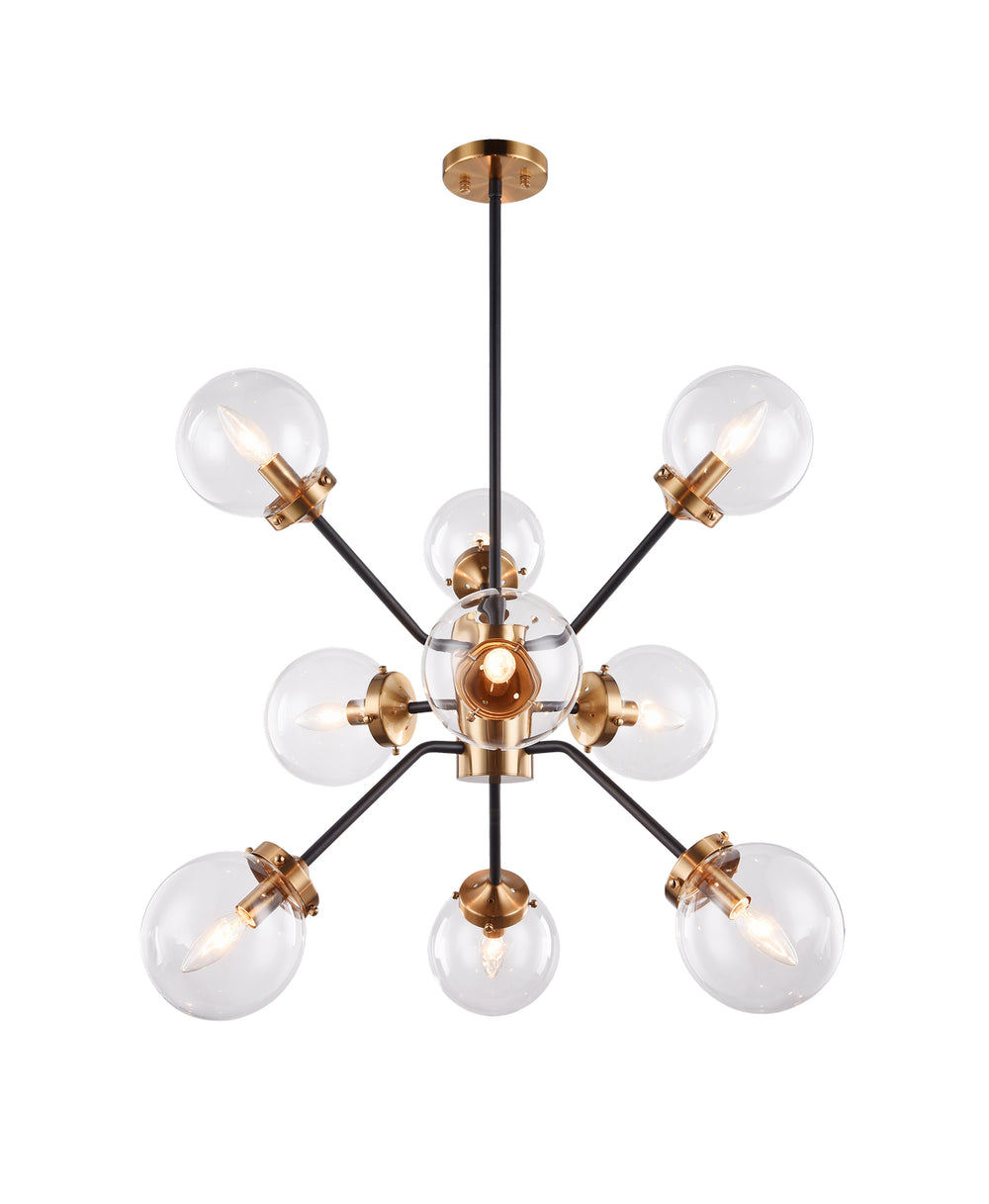 Matteo Canada - Nine Light Chandelier - Maru - Aged Gold Brass- Union Lighting Luminaires Decor