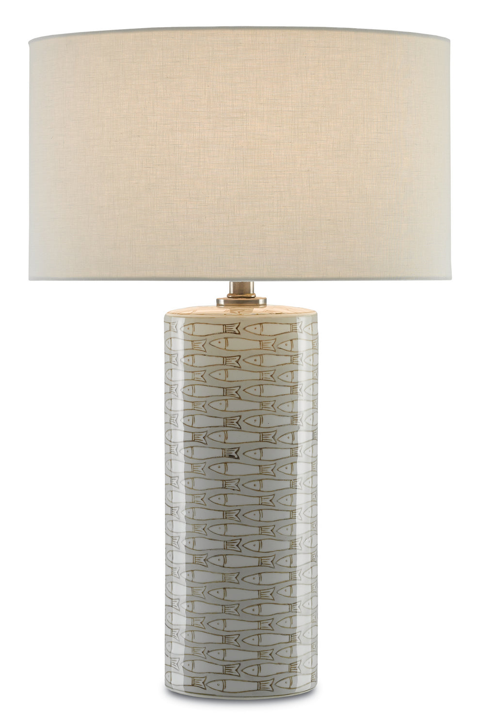 Currey and Company - One Light Table Lamp - Fisch - Gray/White- Union Lighting Luminaires Decor