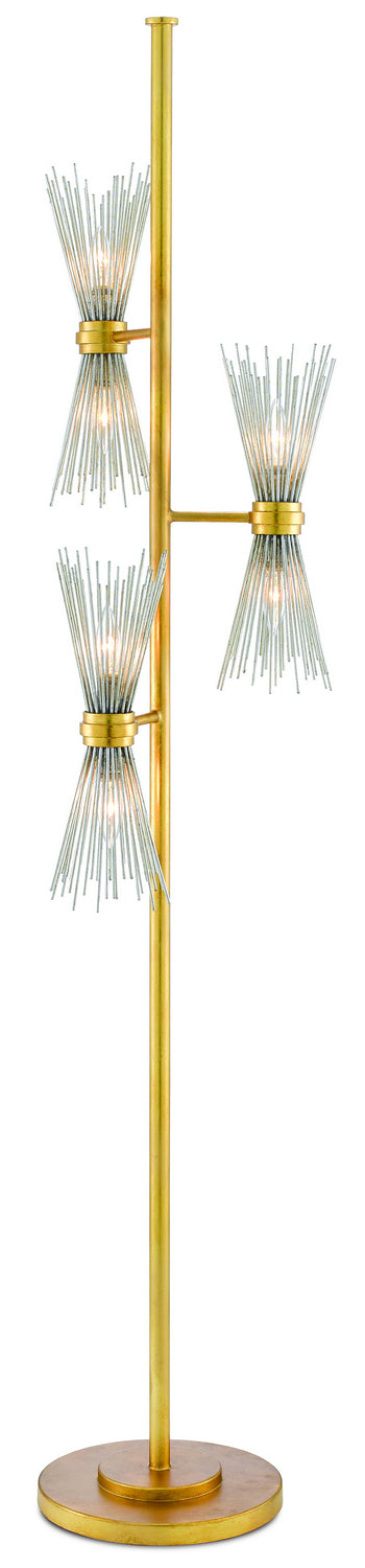 Currey and Company - Six Light Floor Lamp - Novatude - Antique Gold Leaf/Contemporary Silver Leaf- Union Lighting Luminaires Decor