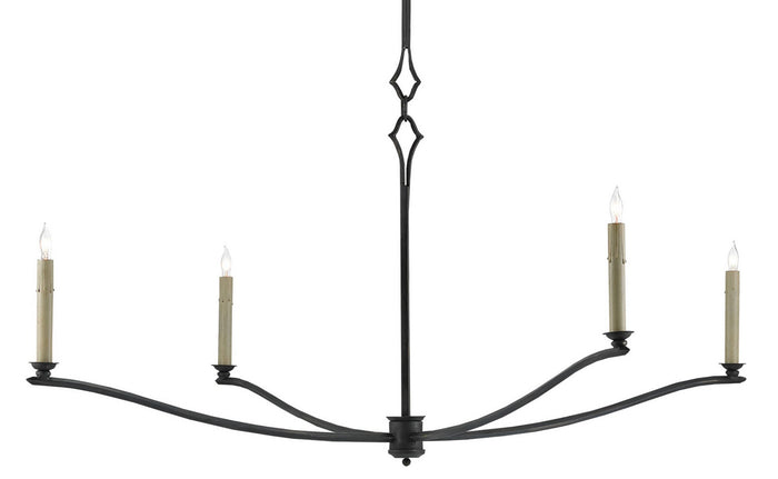 Currey and Company - Four Light Chandelier - Knole - French Black- Union Lighting Luminaires Decor