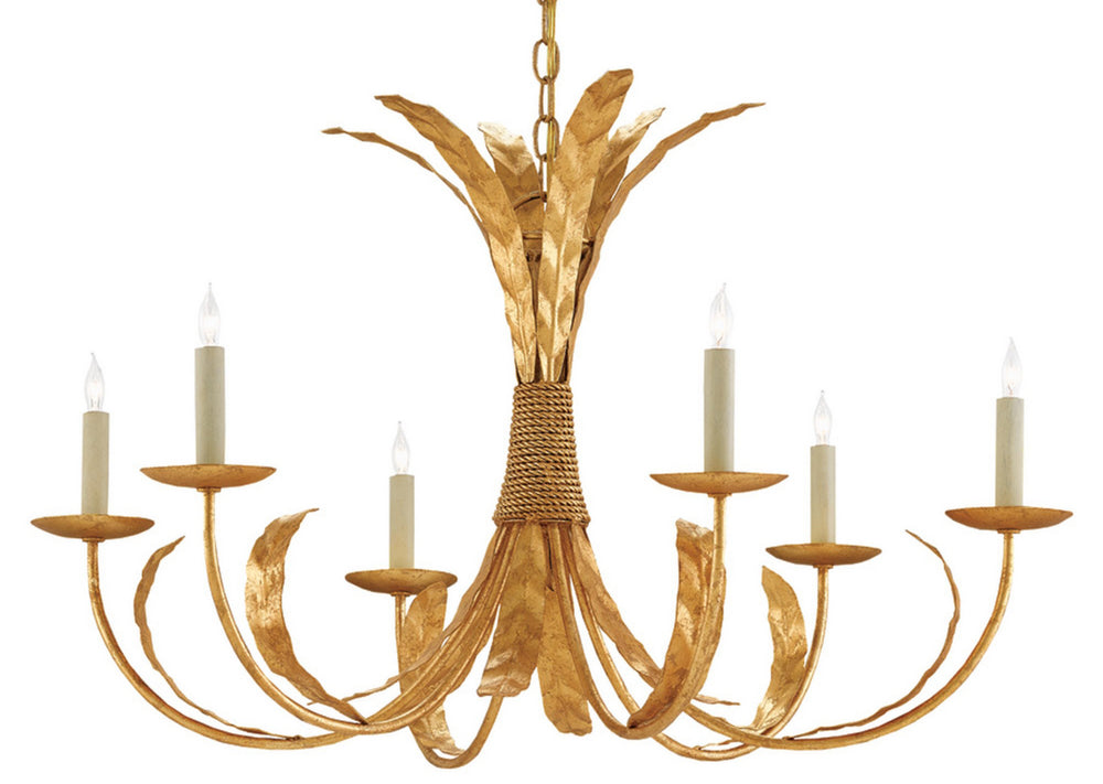 Currey and Company - Six Light Chandelier - Bette - Grecian Gold Leaf- Union Lighting Luminaires Decor