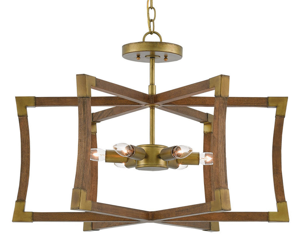 Currey and Company - Six Light Lantern - Bastian - Chestnut/Brass- Union Lighting Luminaires Decor