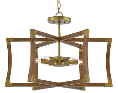 Currey and Company - Six Light Lantern - Bastian - Chestnut/Brass- Union Lighting Luminaires Decor