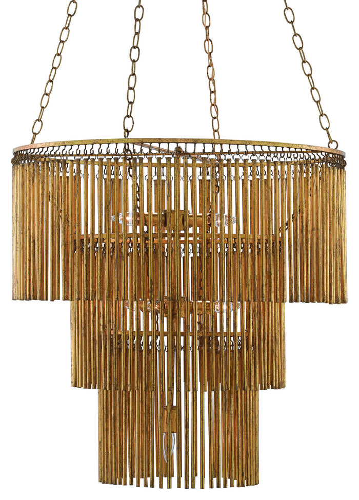 Currey and Company - Seven Light Chandelier - Mantra - Gold Leaf- Union Lighting Luminaires Decor
