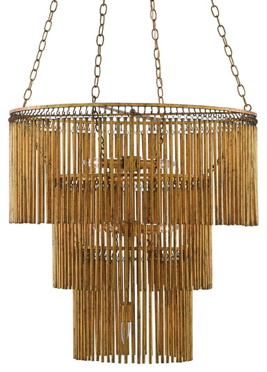 Currey and Company - Seven Light Chandelier - Mantra Collection - Gold Leaf- Union Lighting Luminaires Decor