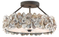 Currey and Company - Three Light Semi-Flush Mount - Oyster Shell Collection - Textured Bronze/Natural- Union Lighting Luminaires Decor