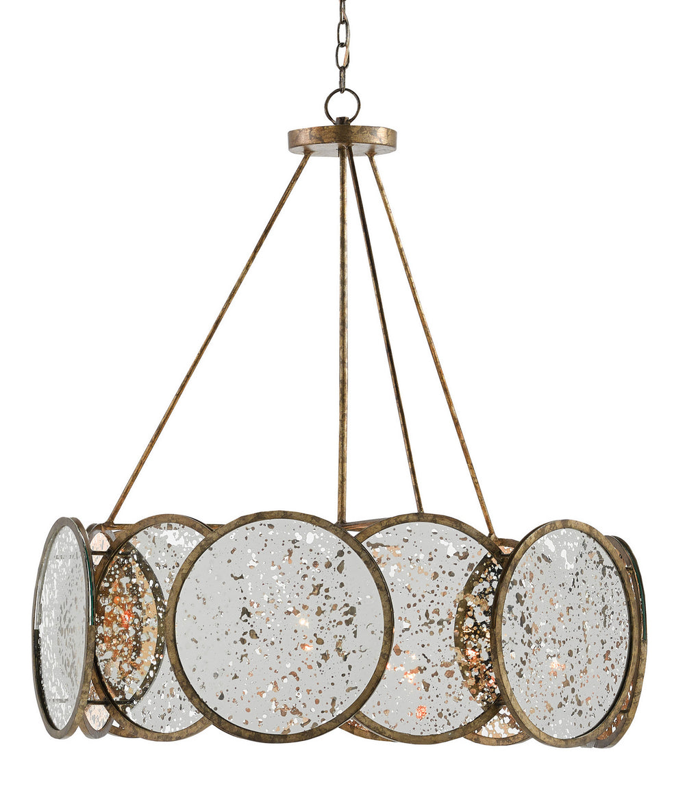 Currey and Company - Six Light Chandelier - Oliveri Bronze Chandelier - Pyrite Bronze/Raj Mirror- Union Lighting Luminaires Decor