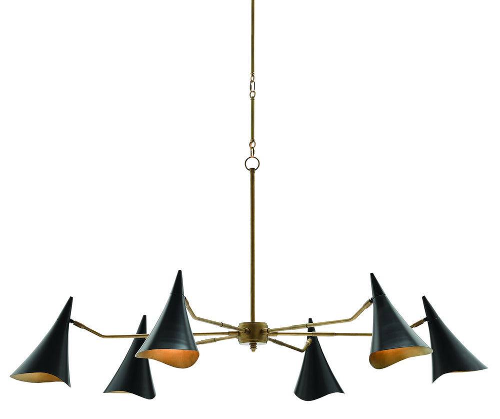Currey and Company - Six Light Chandelier - Library Collection - Oil Rubbed Bronze/Antique Brass- Union Lighting Luminaires Decor