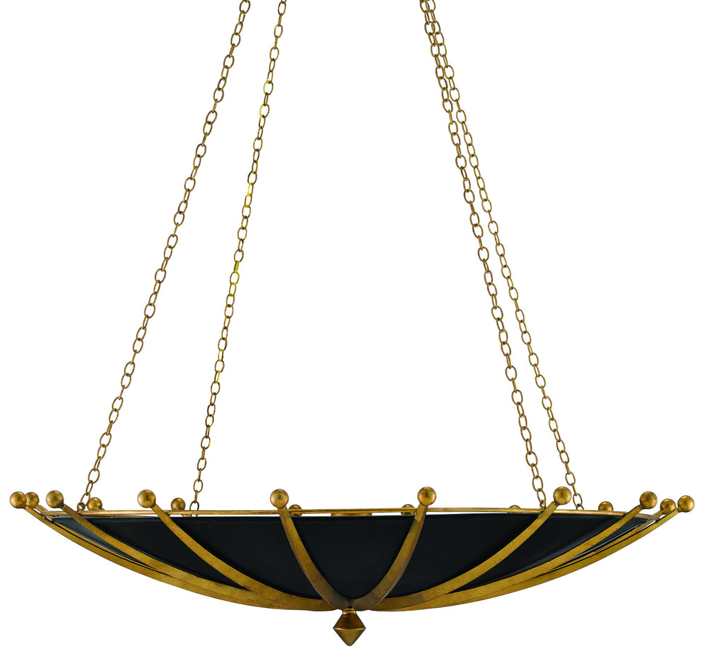 Currey and Company - Six Light Chandelier - Fontaine - Antique Gold Leaf/Contemporary Gold Leaf/Satin Black- Union Lighting Luminaires Decor