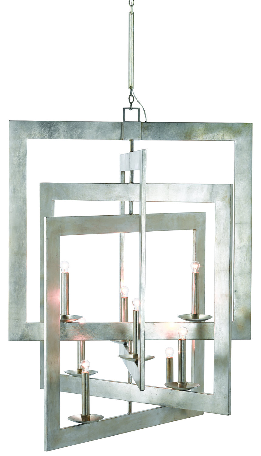 Currey and Company - Eight Light Chandelier - Middleton - Contemporary Silver Leaf- Union Lighting Luminaires Decor
