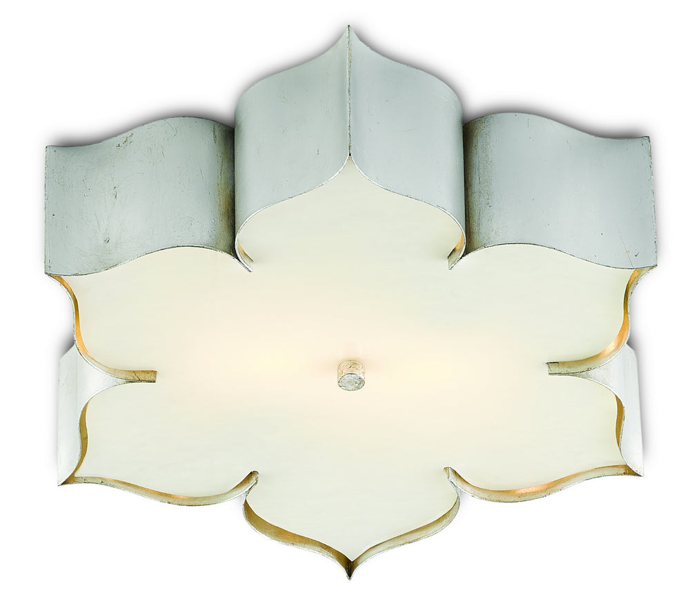 Currey and Company - Two Light Flush Mount - Grand Lotus Collection - Contemporary Silver Leaf- Union Lighting Luminaires Decor