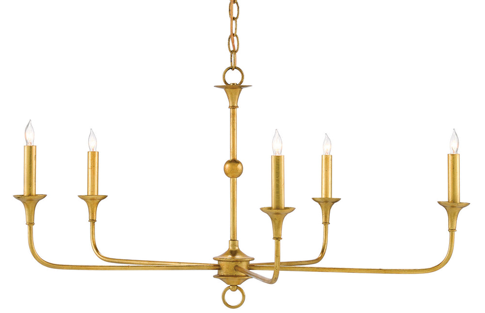 Currey and Company - Five Light Chandelier - Nottaway Collection - Contemporary Gold Leaf- Union Lighting Luminaires Decor