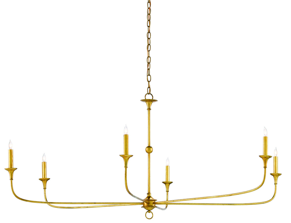 Currey and Company - Six Light Chandelier - Nottaway Collection - Contemporary Gold Leaf- Union Lighting Luminaires Decor