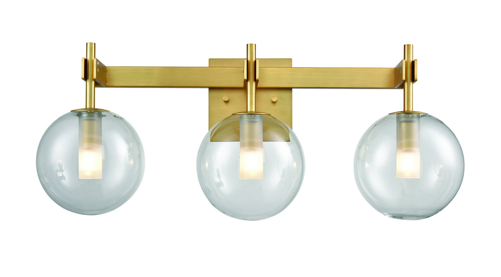 DVI Canada - Three Light Vanity - Courcelette - Venetian Brass w/Clear Glass- Union Lighting Luminaires Decor