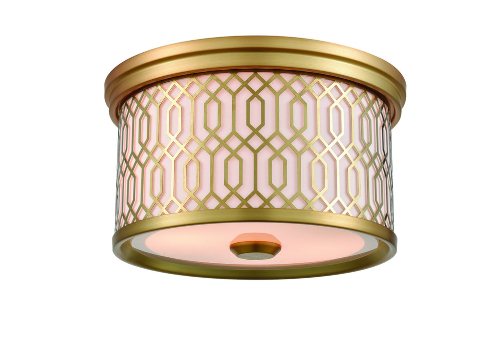DVI Canada - Two Light Flush Mount - Tortona - Venetian Brass w/Sateen White Shade- Union Lighting Luminaires Decor