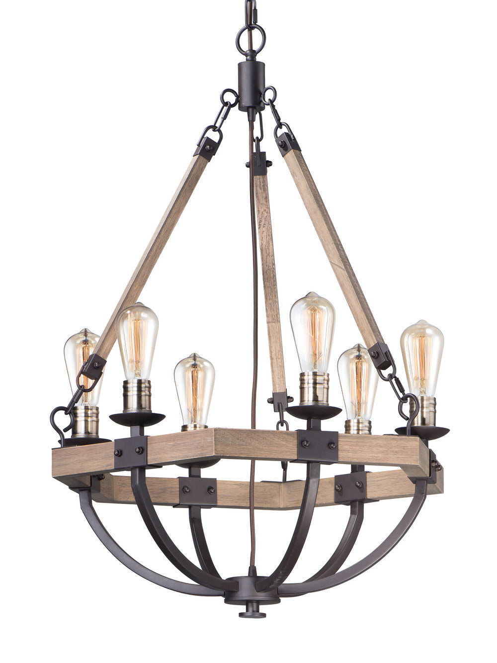 Maxim - Six Light Chandelier - Lodge - Weathered Oak / Bronze- Union Lighting Luminaires Decor
