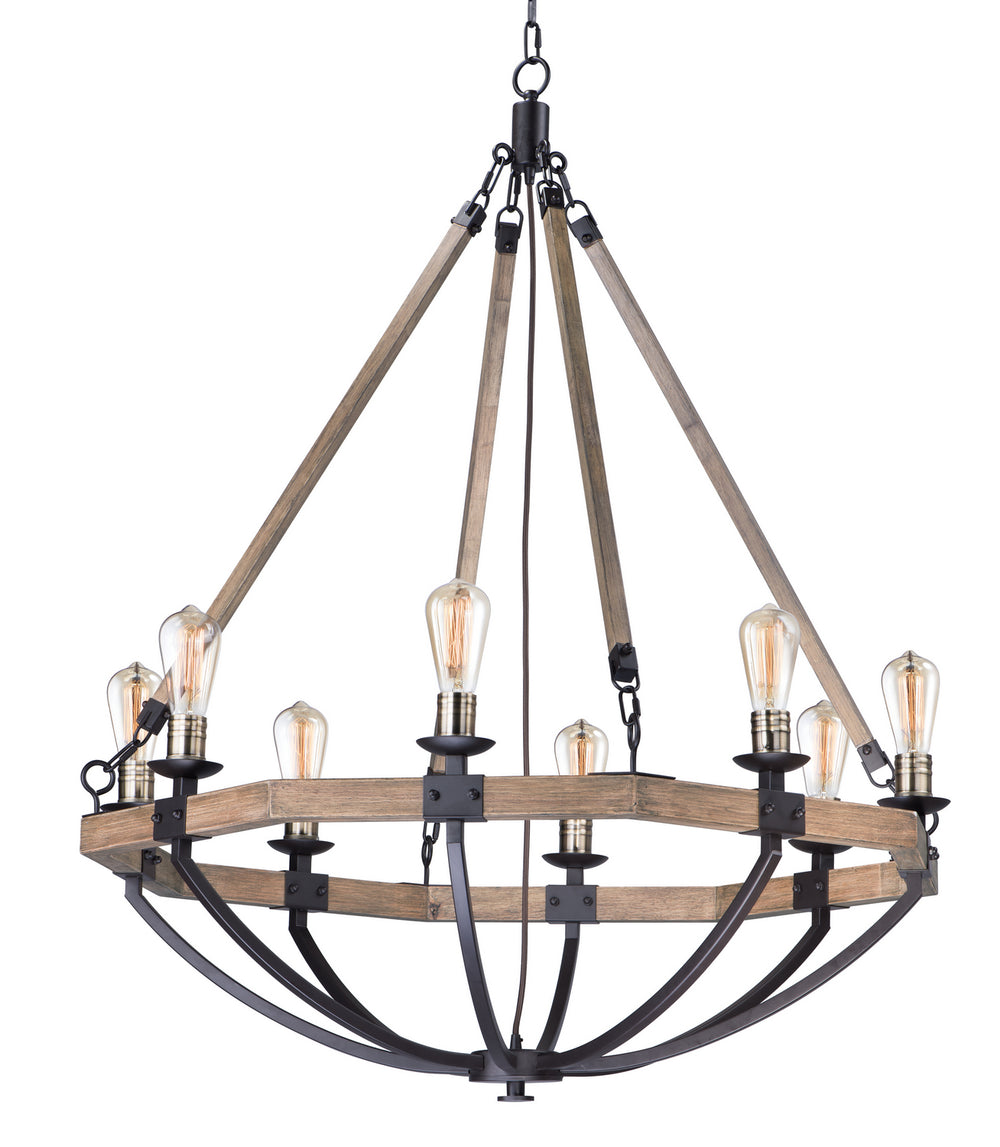 Maxim - Eight Light Chandelier - Lodge - Weathered Oak / Bronze- Union Lighting Luminaires Decor
