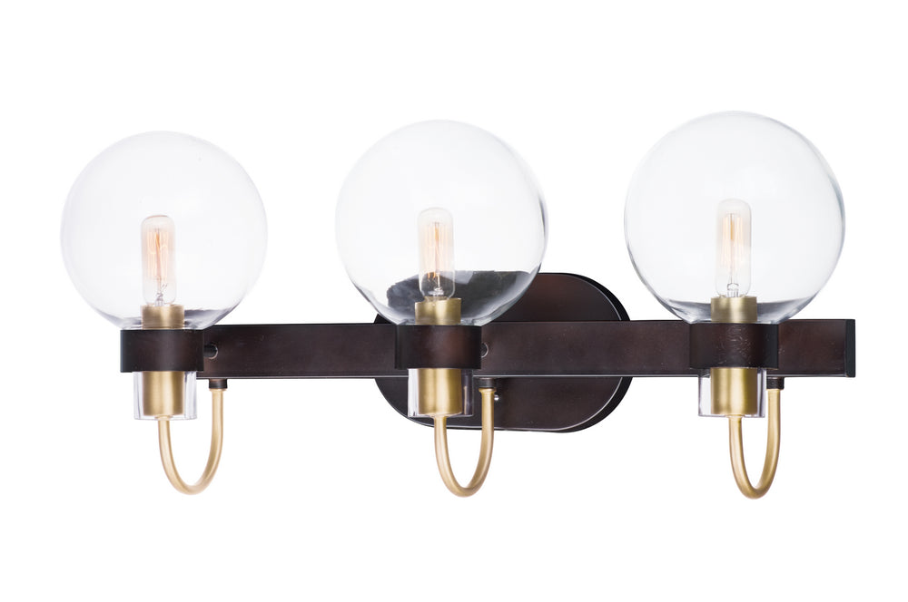Maxim - Three Light Bath Vanity - Bauhaus - Bronze / Satin Brass- Union Lighting Luminaires Decor