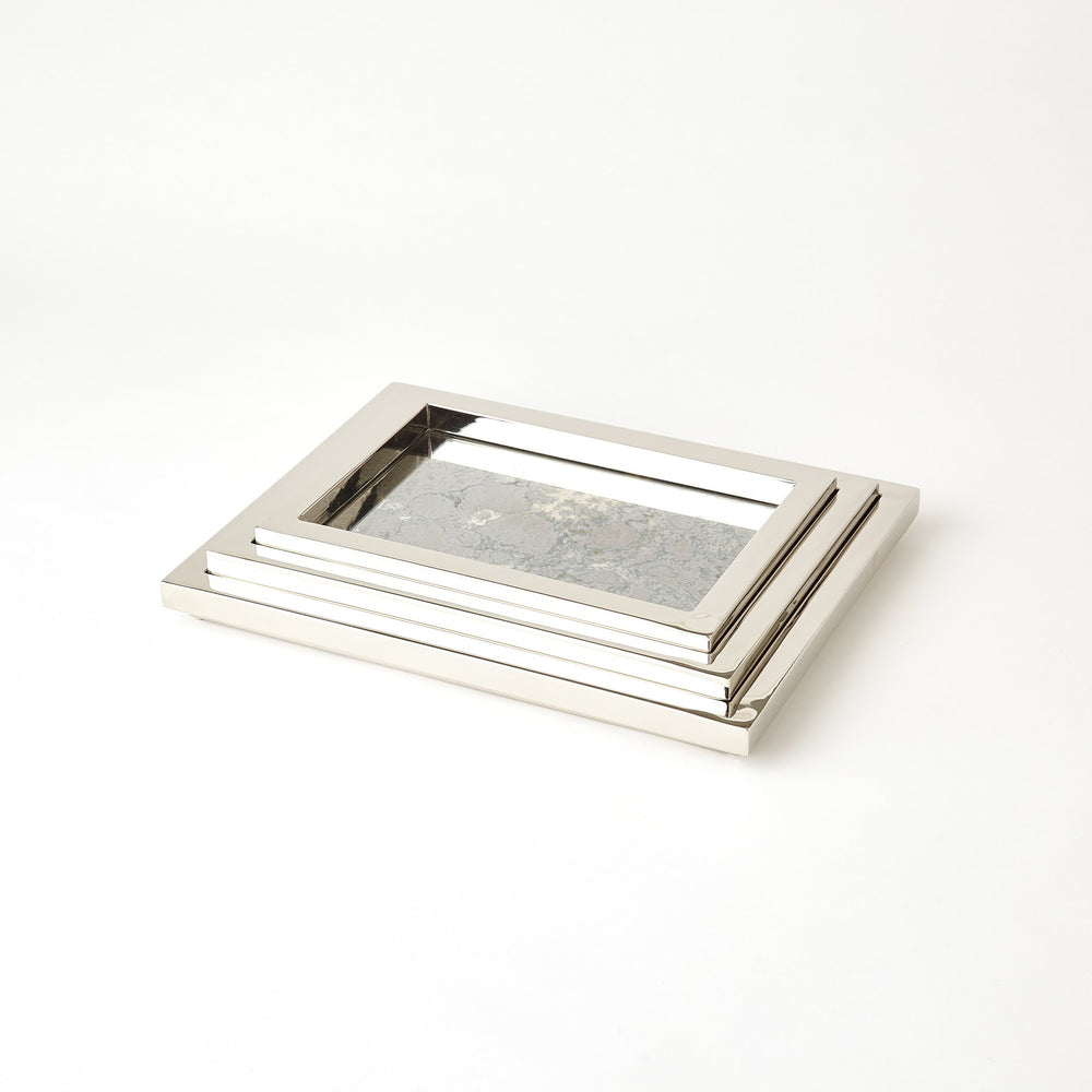 S/3 Stepped Nesting Trays Nickel