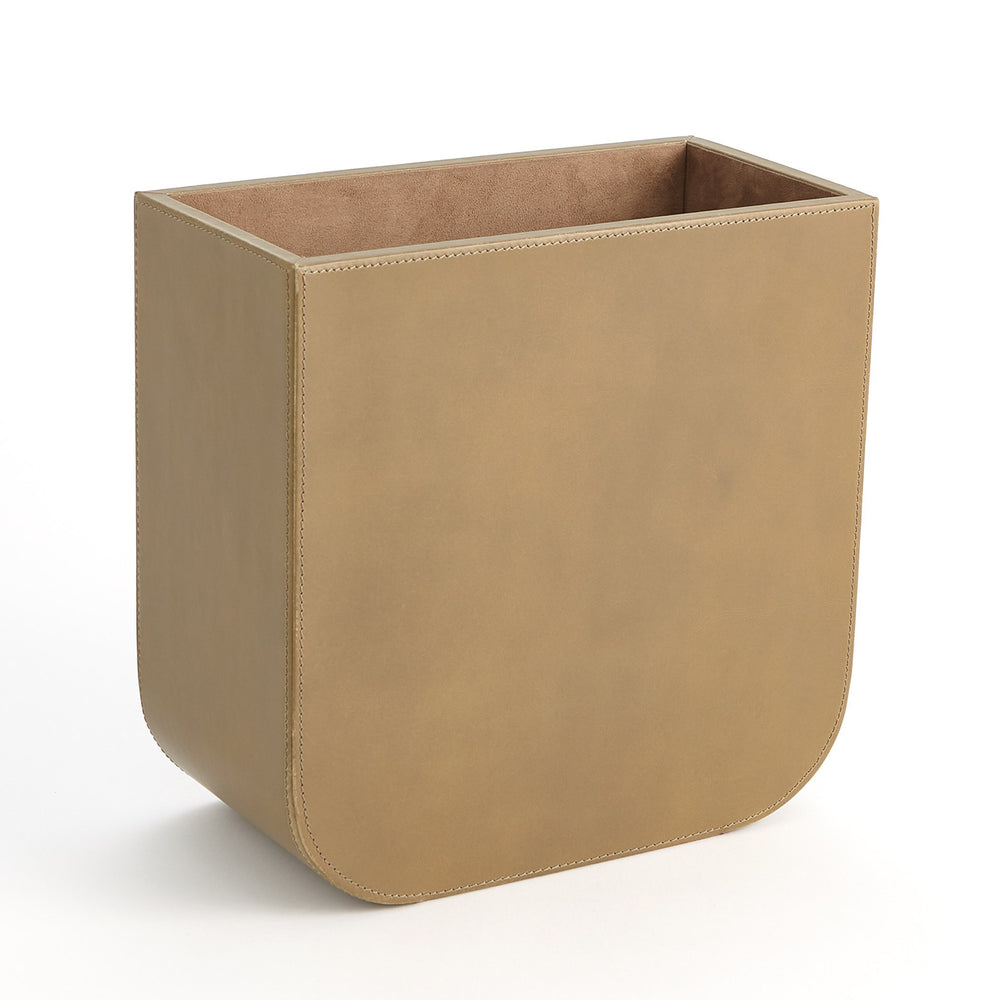 Radius Edge Leather Wastebasket