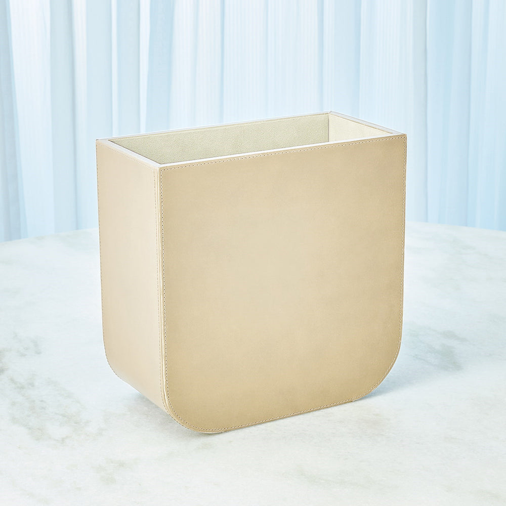 Radius Edge Leather Wastebasket