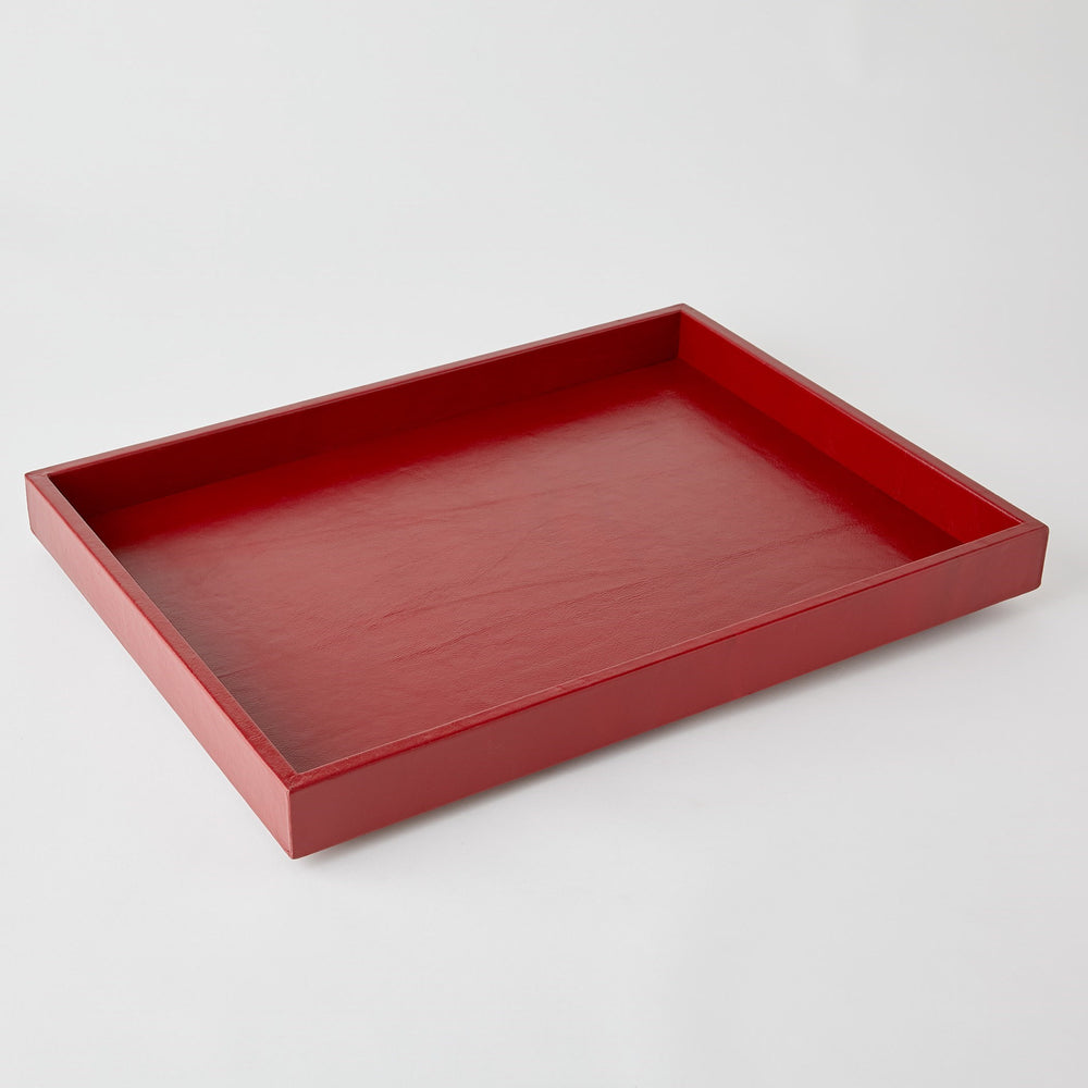 Plateau en cuir rouge foncé