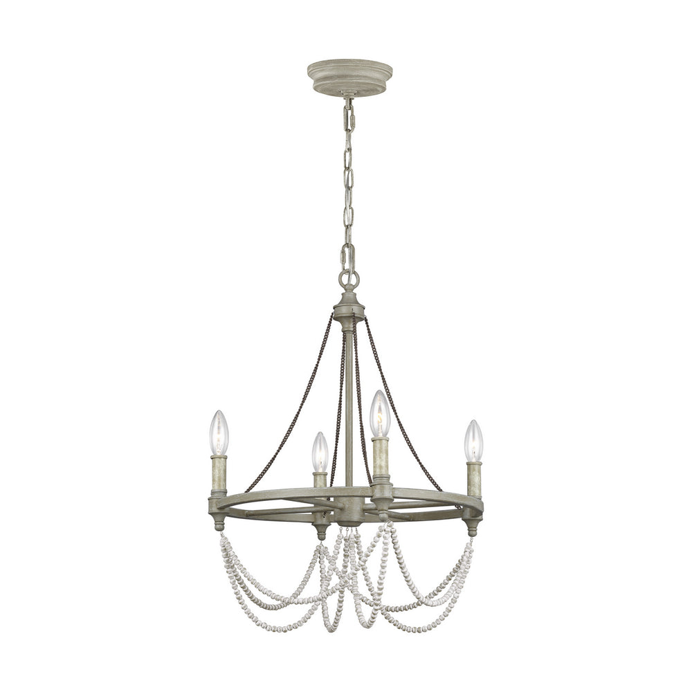 Visual Comfort Studio Canada - Four Light Chandelier - Beverly - French Washed Oak / Distressed White Wood- Union Lighting Luminaires Decor