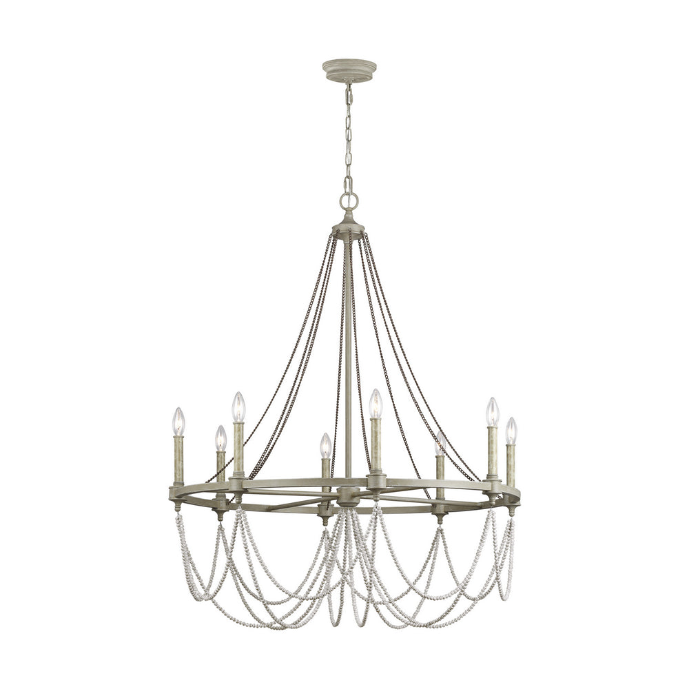 Visual Comfort Studio Canada - Eight Light Chandelier - Beverly - French Washed Oak / Distressed White Wood- Union Lighting Luminaires Decor