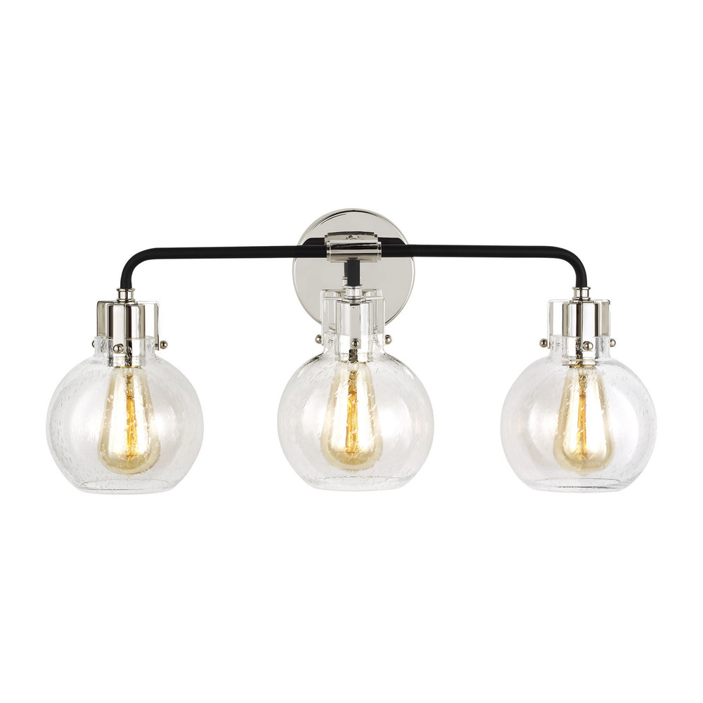 Visual Comfort Studio Canada - Three Light Vanity - Clara - Polished Nickel/Textured Black- Union Lighting Luminaires Decor