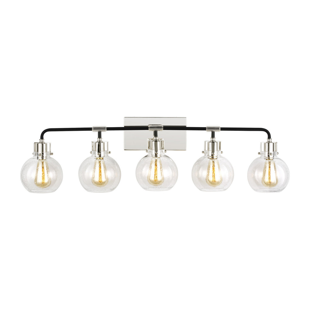 Visual Comfort Studio Canada - Five Light Vanity - Clara - Polished Nickel/Textured Black- Union Lighting Luminaires Decor