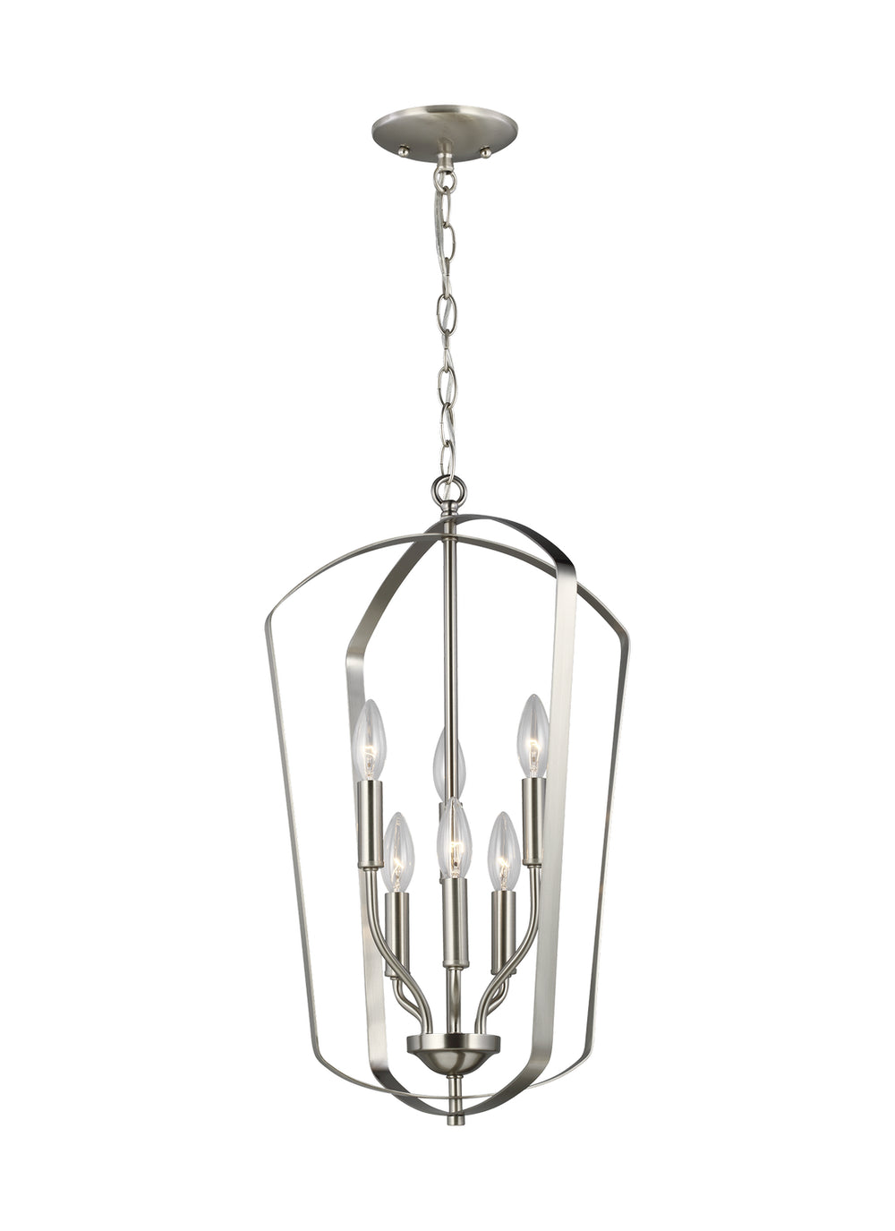 Generation Lighting Canada - Six Light Hall / Foyer - Romee - Brushed Nickel- Union Lighting Luminaires Decor