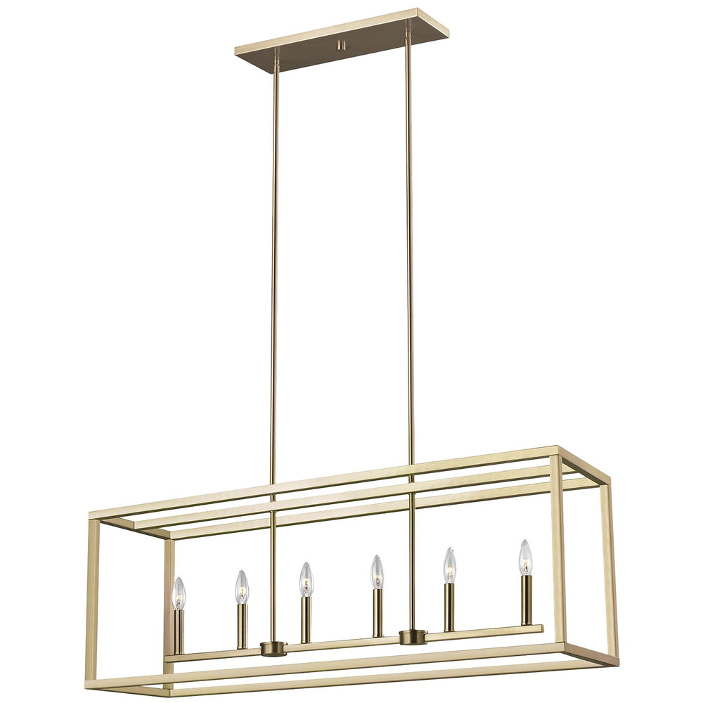 Generation Lighting Canada - Six Light Island Pendant - Moffet Street - Satin Brass- Union Lighting Luminaires Decor