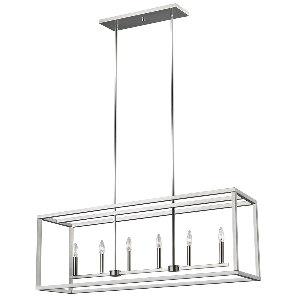 Generation Lighting Canada - Six Light Island Pendant - Moffet Street - Brushed Nickel- Union Lighting Luminaires Decor