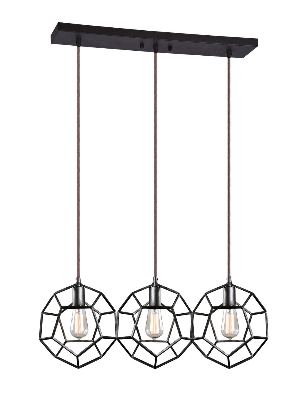 Matteo Canada - Three Light Pendant - Geometry - Rusty Black- Union Lighting Luminaires Decor