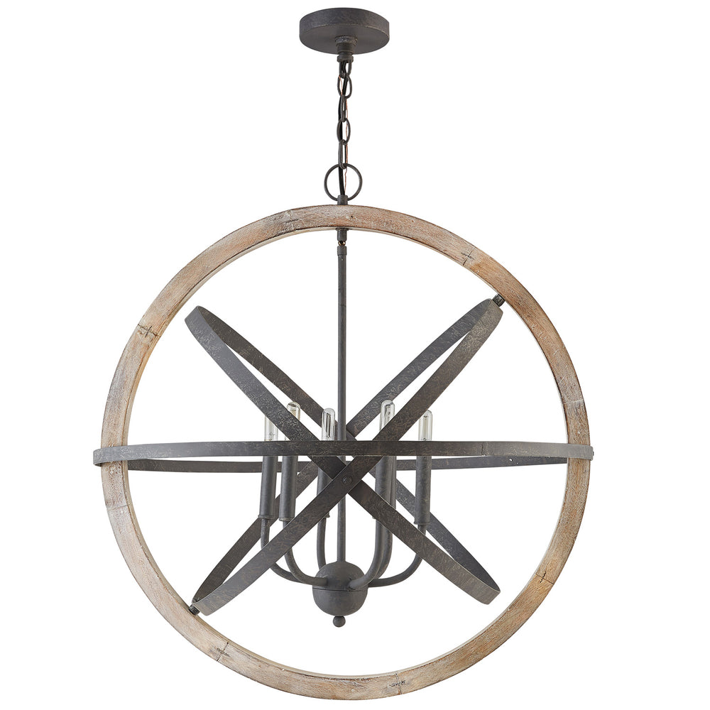 Capital Lighting - Six Light Pendant - Bluffton - Iron and Wood- Union Lighting Luminaires Decor