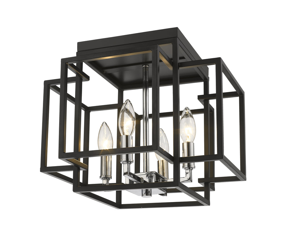 Z-Lite Canada - Four Light Flush Mount - Titania - Black + Chrome- Union Lighting Luminaires Decor