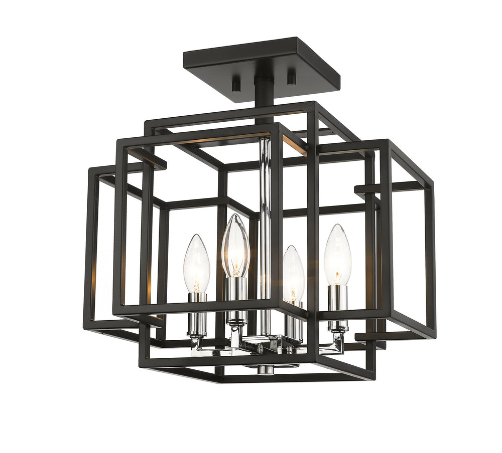 Z-Lite Canada - Four Light Semi Flush Mount - Titania - Black + Chrome- Union Lighting Luminaires Decor