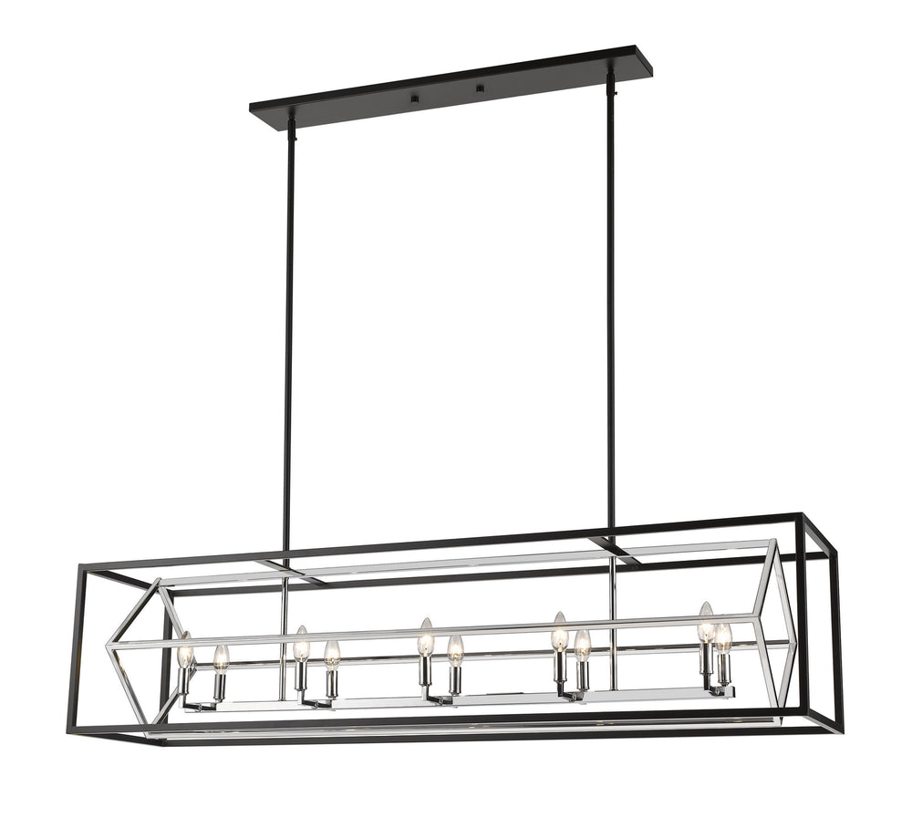 Z-Lite Canada - Ten Light Linear Chandelier - Euclid - Chrome + Matte Black- Union Lighting Luminaires Decor