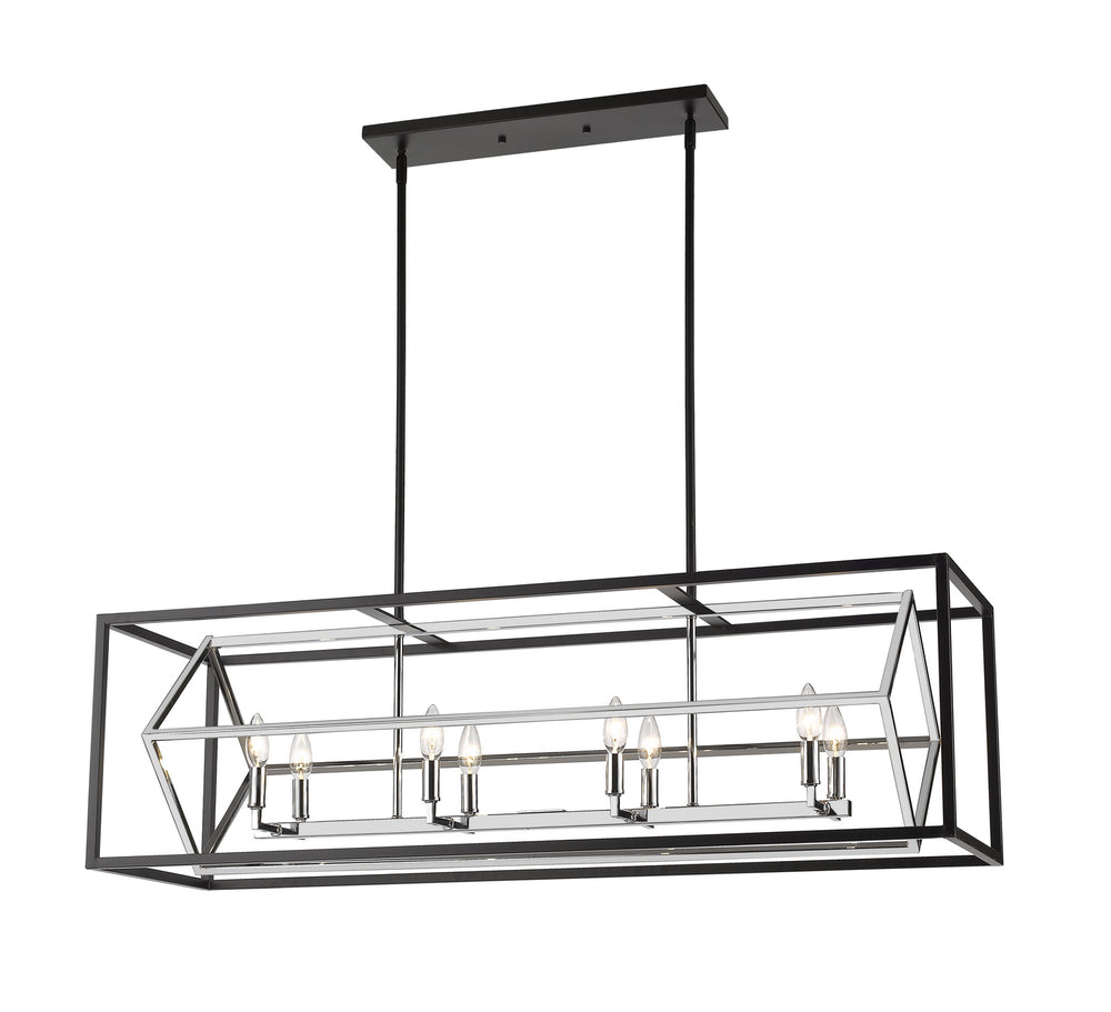 Z-Lite Canada - Eight Light Linear Chandelier - Euclid - Chrome + Matte Black- Union Lighting Luminaires Decor