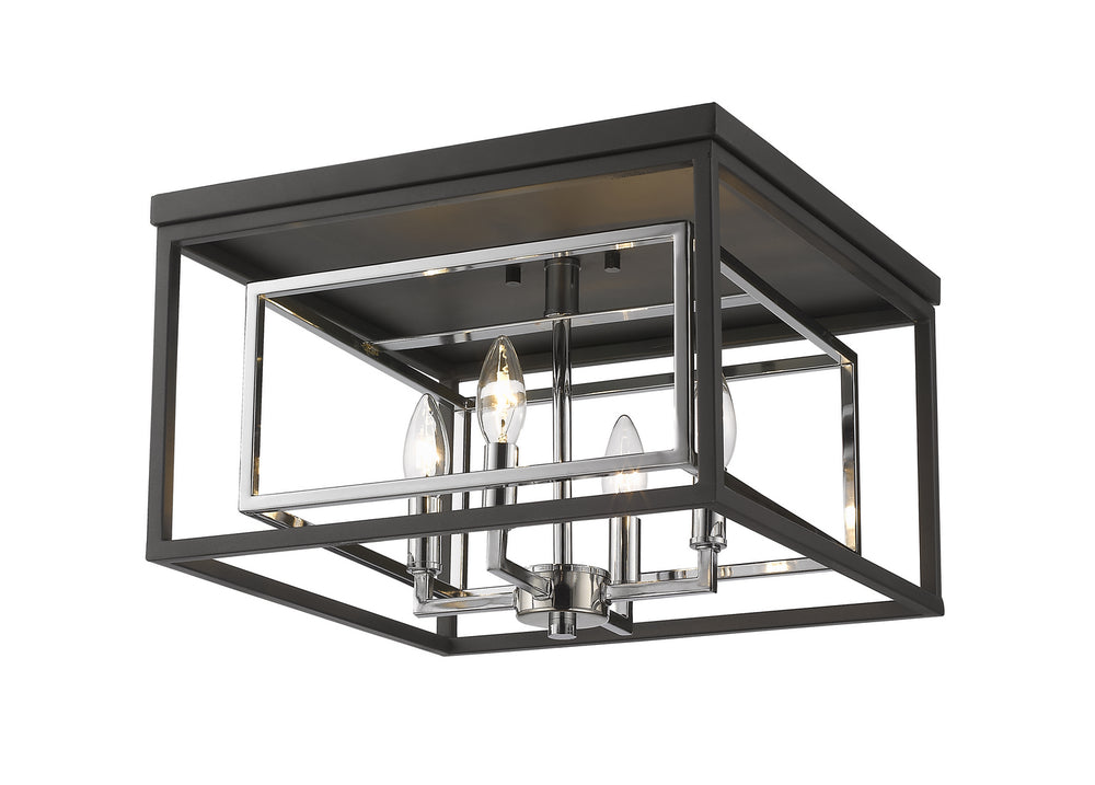 Z-Lite Canada - Four Light Flush Mount - Euclid - Chrome + Matte Black- Union Lighting Luminaires Decor