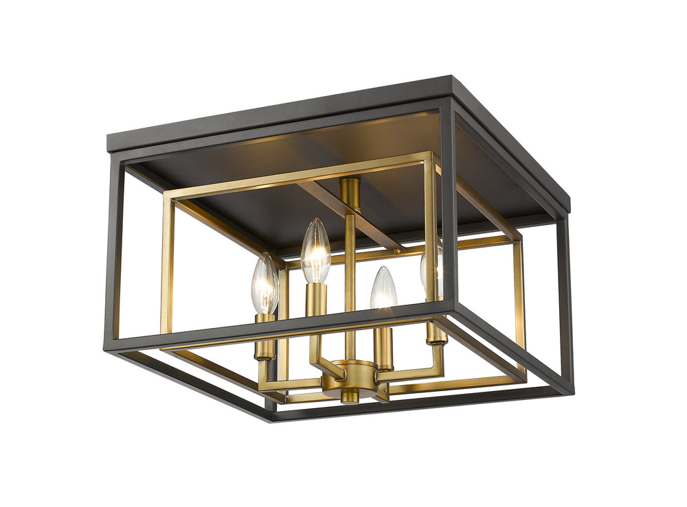 Z-Lite Canada - Four Light Flush Mount - Euclid - Olde Brass + Bronze- Union Lighting Luminaires Decor