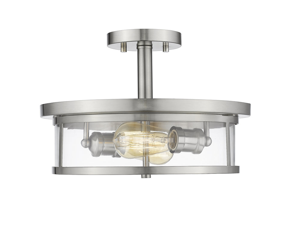 Z-Lite Canada - Two Light Semi Flush Mount - Savannah - Brushed Nickel- Union Lighting Luminaires Decor