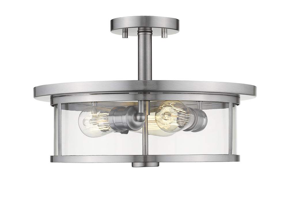 Z-Lite Canada - Three Light Semi Flush Mount - Savannah - Brushed Nickel- Union Lighting Luminaires Decor