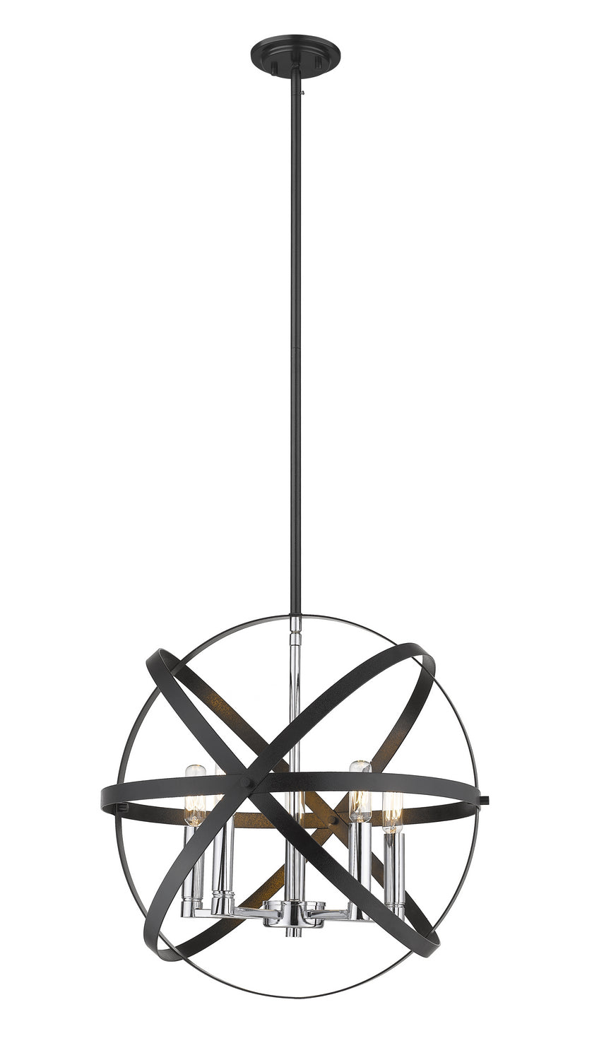 Z-Lite Canada - Five Light Pendant - Cavallo - Hammered Black + Chrome- Union Lighting Luminaires Decor