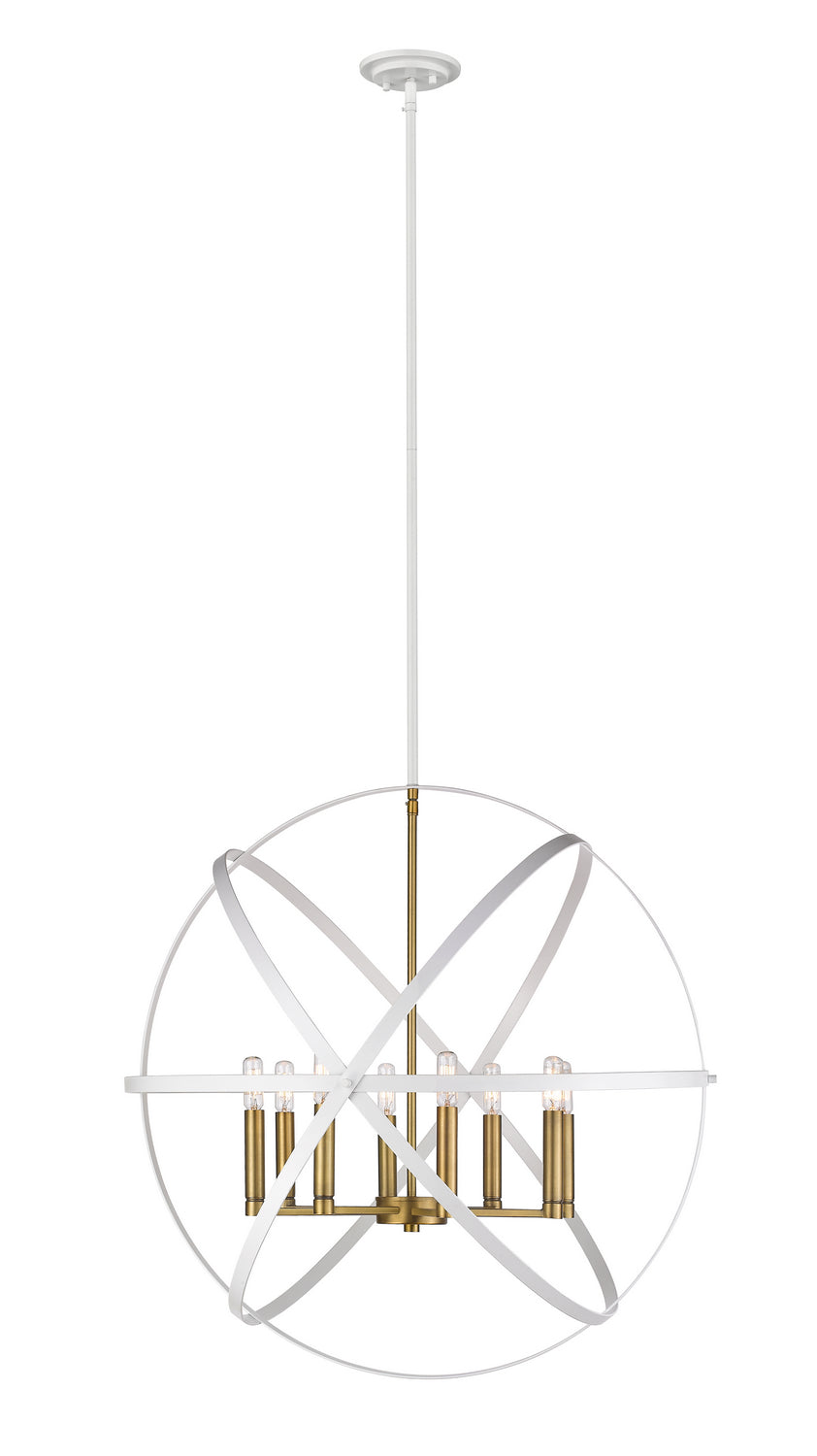 Z-Lite Canada - Eight Light Chandelier - Cavallo - Hammered White + Olde Brass- Union Lighting Luminaires Decor